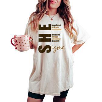 She's Confident Educated Melanin Black History Women Women's Oversized Comfort T-shirt - Thegiftio UK