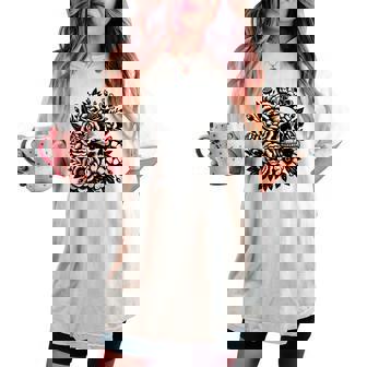 Skull Flower Rad Rock N Roll Graphic Retro レディースオーバーサイズコンフォートTシャツ - Kawaiitshirt