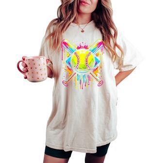 Softball Girl Ice Cream Softball Drip Women's Oversized Comfort T-shirt - Thegiftio UK