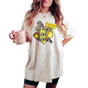 Softball No Place Like Home Sports Mom Retro Women's Oversized Comfort T-shirt - Thegiftio UK