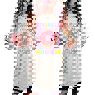 Sprinkle Kindness Groovy Donut Doughnut Lover Girls Women Women's Oversized Comfort T-shirt | Mazezy