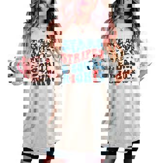 Stars Stripes And Equal Rights Groovy 4Th Of July Women's Oversized Comfort T-shirt - Thegiftio