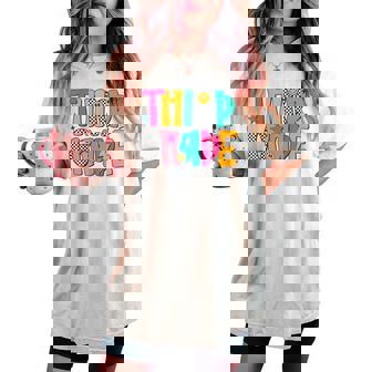 Third Grade Retro Checkered Teacher Back To School Women's Oversized Comfort T-shirt | Mazezy