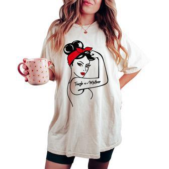 Tough As A Mother Brown Eyes Rosie The Riveter Mother's Day Women's Oversized Comfort T-shirt - Thegiftio UK