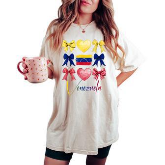 Venezuela Hispanic Heritage Month Bow Venezuelan Flag Girls Women's Oversized Comfort T-shirt - Thegiftio UK