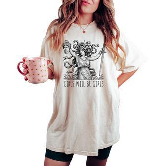 Vintage Girl Will Be Girls Medusa Feminist Clothing Women's Oversized Comfort T-shirt - Thegiftio UK