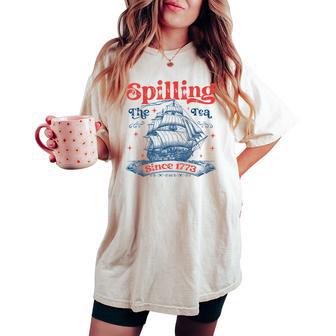 Vintage History Teacher Spilling The Tea Since 1773 Women's Oversized Comfort T-shirt - Thegiftio UK