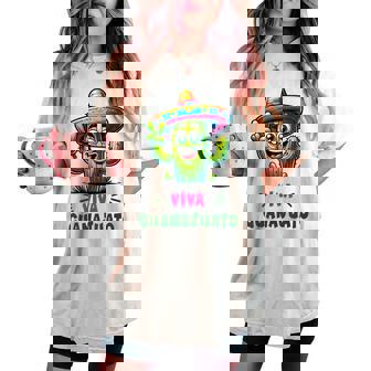 Viva Guanajuato Mexico Cactus ビバ・グアナファト・メキシコ サボテン・ソンブレロ レディースオーバーサイズコンフォートTシャツ - Kawaiitshirt