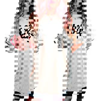 【Wife】妻 嫁 奥さん シンプル おしゃれ 英語 英文字 夫婦お揃い 結婚祝い カップル ペアルック おもしろ ペア レディースオーバーサイズコンフォートTシャツ - Kawaiitshirt