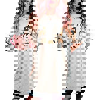 いぬ わんこ 大集合 イラスト おしゃれ シンプル かわいい 手書き 犬飼い 犬好き 女性 男性 犬柄 レディースオーバーサイズコンフォートTシャツ - Kawaiitshirt