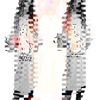 ねこのいいなり 猫 ネコ 白猫 イラスト おもしろ おしゃれ シンプル かわいい 猫飼い 猫好き 男性 女性 レディースオーバーサイズコンフォートTシャツ - Kawaiitshirt