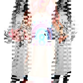 キッズ 誕生日 8 女の子 レインボー 水彩 8歳 レディースオーバーサイズコンフォートTシャツ - Kawaiitshirt