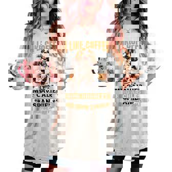 キャバリア・キング・チャールズ・スパニエル犬種 I Like Coffee My レディースオーバーサイズコンフォートTシャツ - Kawaiitshirt