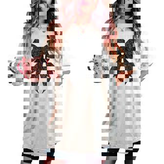 コケット リボン ブラック グレー チーター ヒョウ柄 女の子 ママ レディースオーバーサイズコンフォートTシャツ - Kawaiitshirt