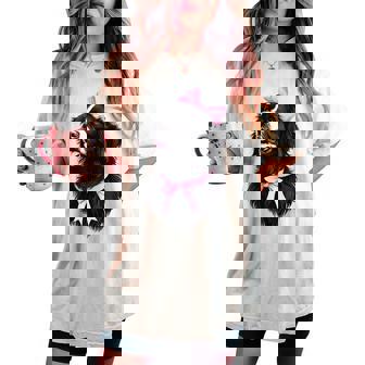 コケット リボン ニューファンドランド 犬 犬 ママ ピンクリボン 女の子 レディースオーバーサイズコンフォートTシャツ - Kawaiitshirt