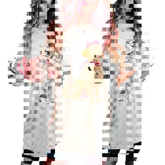 コケットボウ ラブラドールレトリバー 犬 ラボ ママ ピンクリボン 女の子 レディースオーバーサイズコンフォートTシャツ - Kawaiitshirt