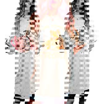 シェットランド・シープドッグ犬用シェルティ I Like Coffee Myheltie レディースオーバーサイズコンフォートTシャツ - Kawaiitshirt