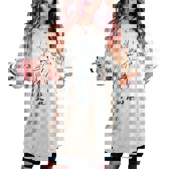 シカトhikato しかと 鹿 イラスト 簡単 鹿の十 鹿十 無視 シカトする 花札 言葉 おもしろ レディースオーバーサイズコンフォートTシャツ - Kawaiitshirt