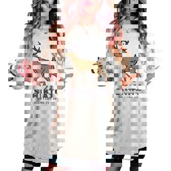 シカトhikato しかと 鹿 イラスト 簡単 鹿好き 鹿の十 鹿十 無視 シカトする 花札 言葉 おもしろ レディースオーバーサイズコンフォートTシャツ - Kawaiitshirt