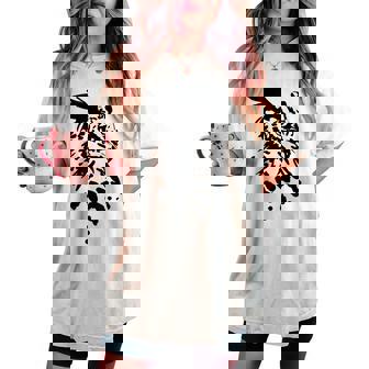 フクロウ -ブラックホワイト-クールな女性男性子供動物 Owl レディースオーバーサイズコンフォートTシャツ - Kawaiitshirt