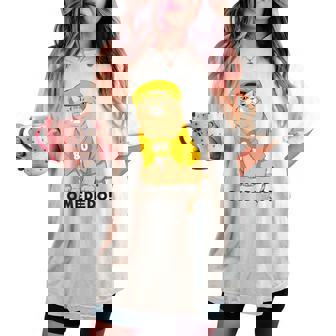 傘寿祝い 猫 ねこ ちゃんちゃんこ 男性 女性 猫好き 傘寿 お祝い 80歳 かわいい おもしろ ベージュ猫 レディースオーバーサイズコンフォートTシャツ - Kawaiitshirt