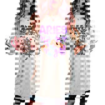 牡羊座 女の子 誕生日 星座 スニーカー ネイル 誕生日 レディースオーバーサイズコンフォートTシャツ - Kawaiitshirt