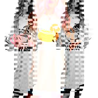 面白い犬 ホットドッグ 食通 駄洒落ギフト 男性 女性 キッズ 男の子 女の子 レディースオーバーサイズコンフォートTシャツ - Kawaiitshirt