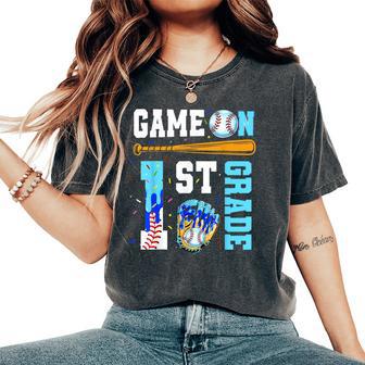 1St Grade Back To School Baseball Drip Ice Cream Game On Women's Oversized Comfort T-Shirt - Thegiftio UK
