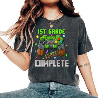 1St Grade Level Complete Graduation Class 2025 Game Pixel Women's Oversized Comfort T-Shirt - Thegiftio UK