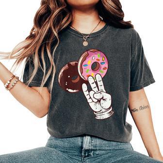2 Pink Donut Inappropriate Adult Humor Joke Women Women's Oversized Comfort T-Shirt - Thegiftio UK