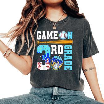 3Rd Grade Back To School Baseball Drip Ice Cream Game On Women's Oversized Comfort T-Shirt - Thegiftio UK