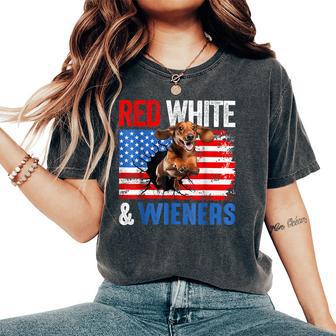 4Th Of July American Dachshund Dog Red White And Wieners For Women Women's Oversized Comfort T-Shirt - Thegiftio UK
