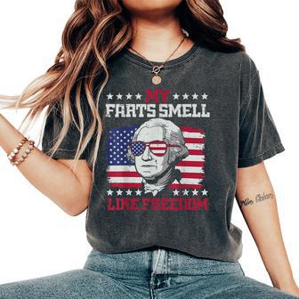 4Th Of July Washington Smell Like Freedom Women Women's Oversized Comfort T-Shirt - Thegiftio UK