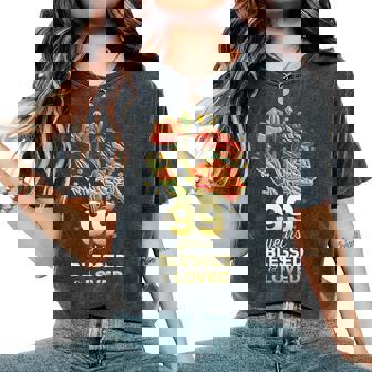 99歳祝福され愛された花 99歳の誕生日お母さんおばあちゃん レディースオーバーサイズコンフォートTシャツ - Kawaiitshirt