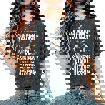 Advertencia Divertida Puede Hablar Espontáneamenteobre El Regalo De Las Palomas Lindo Camiseta extragrande cómoda para mujer - Regaloses