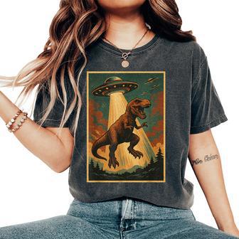 Alien Ufo Abduction Dinosaur Boy T-Rex Women's Oversized Comfort T-Shirt - Thegiftio UK