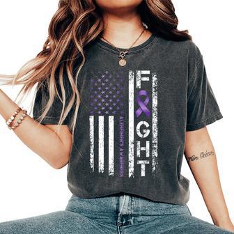 Alzheimer's Awareness Alzheimer Flag Usa For Alz Women's Oversized Comfort T-Shirt - Thegiftio UK