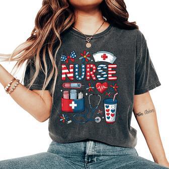 American Nurse 4Th Of July Fourth Scrub Top Patriot Rn Women's Oversized Comfort T-Shirt - Thegiftio UK