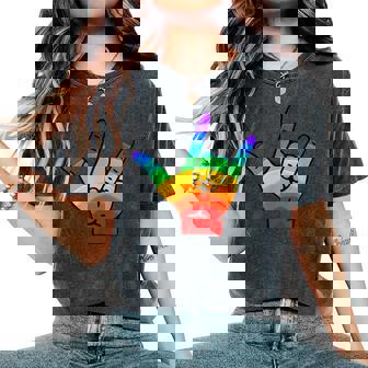 Asl I Love You Langue es Américaine Mainourd Rainbow Men T-shirt oversize confortable pour femme - Cadeauxyz