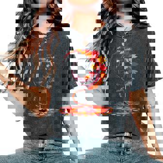 Autumn Leaves Wine Glass Fall Season Lover Women's Oversized Comfort T-Shirt - Monsterry