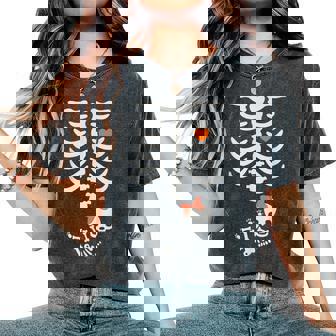 Baby Shower Skeleton Halloween Pregnancy Annoucement Girls Women's Oversized Comfort T-Shirt | Mazezy