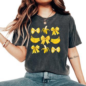 Banana Coquette Bow Yellow Bananas Festival Girls Women Women's Oversized Comfort T-Shirt - Thegiftio UK