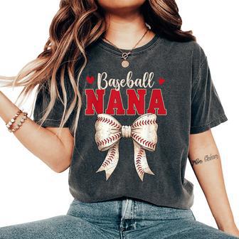 Baseball Nana Coquette Bow Game Day Women's Oversized Comfort T-Shirt - Thegiftio UK