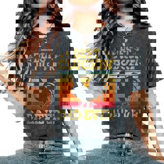 Best Cluckin Dad Ever Father's Day Vintage Style Chicken Dad Women's Oversized Comfort T-Shirt | Mazezy