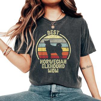 Best Dog Mother Mom Vintage Norwegian Elkhound Women's Oversized Comfort T-Shirt - Monsterry