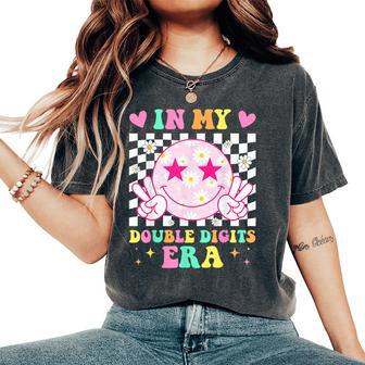 Birthday In My Double Digits Era Happy Face For Girls Women's Oversized Comfort T-Shirt - Thegiftio UK