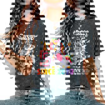 Birthday Girl 5 Years Old Unicorn 5Th Bday Girls Party Women's Oversized Comfort T-Shirt - Thegiftio