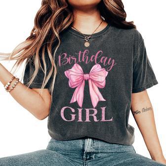 Birthday Girl Coquette Bow Birthday Party Women's Oversized Comfort T-Shirt - Thegiftio UK