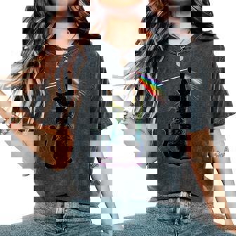 Black Cat Rainbow Light Prism Science Lover Physics Lgbt Women's Oversized Comfort T-Shirt - Thegiftio