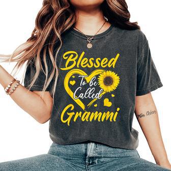 Blessed To Be Called Grammi Sunflower Heart Mother's Day Women's Oversized Comfort T-Shirt - Thegiftio UK